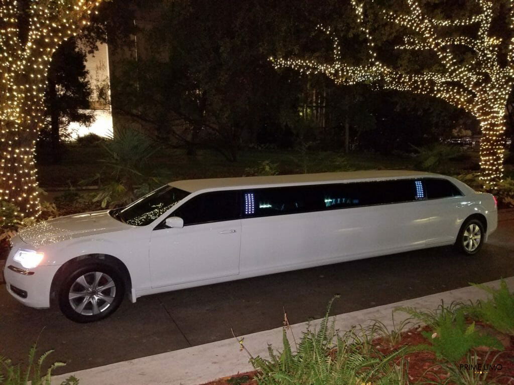 Chrysler 300 limo outside discovery gardens